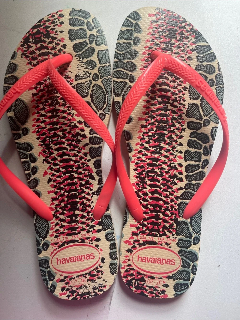 Havaianas Women’s Coral Strap Animal-Print Sandals Size 7/8